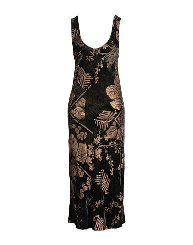 GENTRYPORTOFINO Long dress Military green 82% Viscose, 18% Silk
