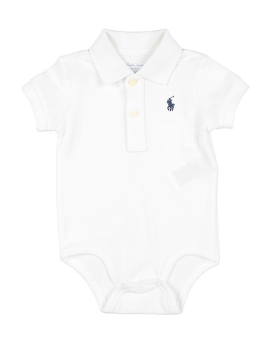 POLO RALPH LAUREN Baby bodysuit Cotton Mesh Polo Bodysuit
 White 100% Cotton