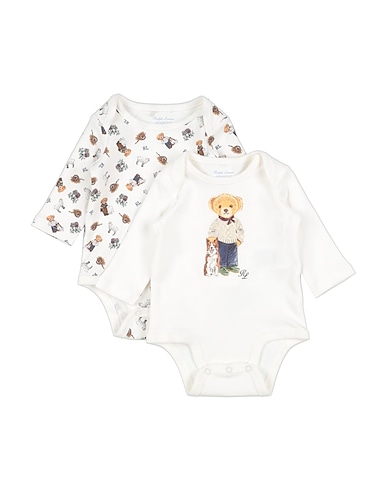 POLO RALPH LAUREN Baby bodysuit Polo Bear Cotton Bodysuit 2-Pack
 White 100% Cotton