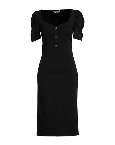 TWINSET Midi dress Black 68% Viscose, 27% Polyamide, 5% Elastane