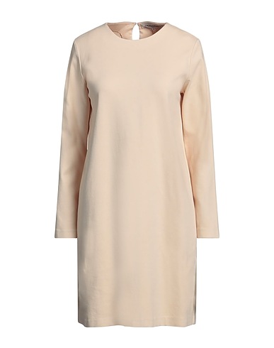 EUROPEAN CULTURE Short dress Sand 94% Cotton, 6% Elastane