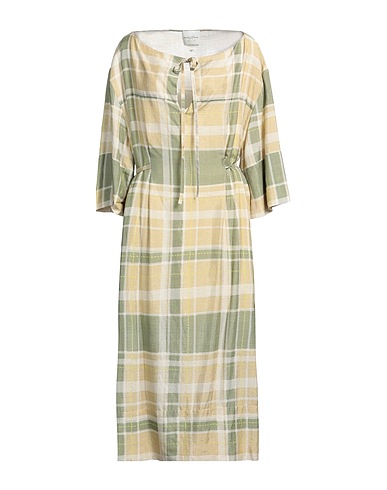 BALLANTYNE Midi dress Light green 86% Rayon, 14% Linen, Cotton
