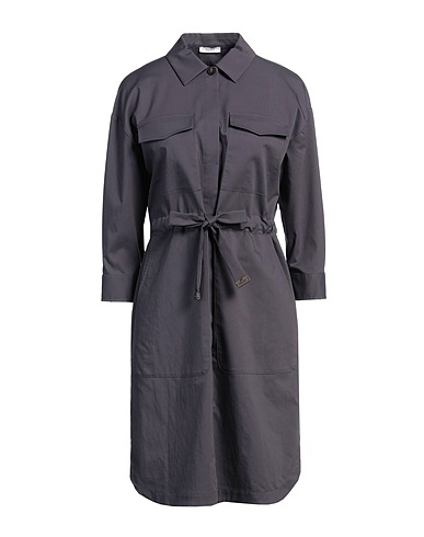 PESERICO Shirt dress Grey 63% Cotton, 32% Polyester, 5% Elastane