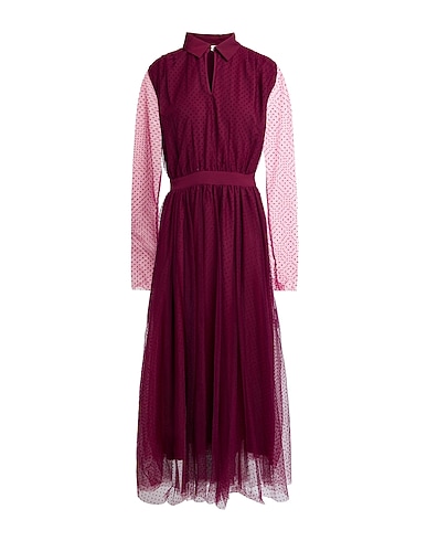 TWINSET Long dress U&B Burgundy 100% Polyester