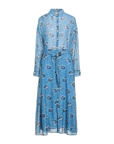 MASSIMO ALBA Long dress Light blue 77% Cotton, 23% Silk, Polyester