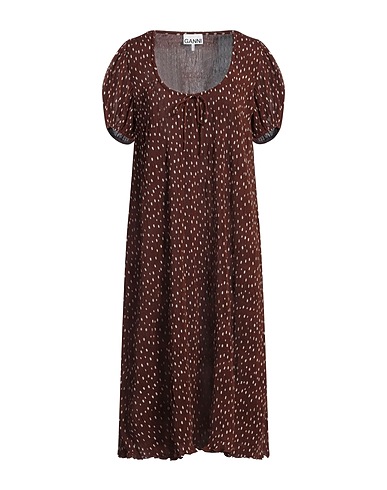GANNI Midi-Kleid Schokobraun 100% Polyester