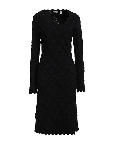 BURBERRY Midi-Kleid Schwarz 72% Wolle, 18% Polyamid, 9% Polyester, 1% Elastan