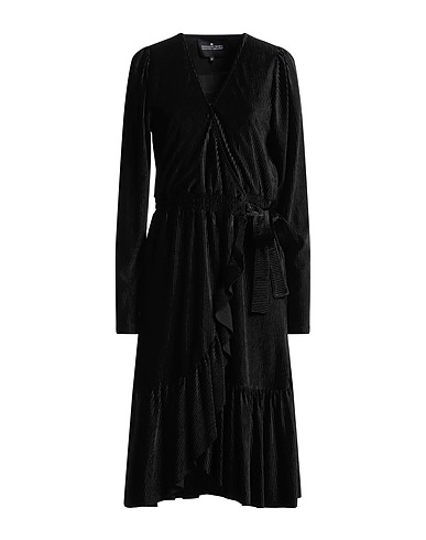 DESIGNERS REMIX Midi dress Black 95% Polyester, 5% Elastane