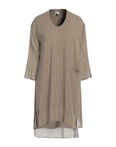 EUROPEAN CULTURE Midi dress Khaki 98% Cotton, 2% Elastane