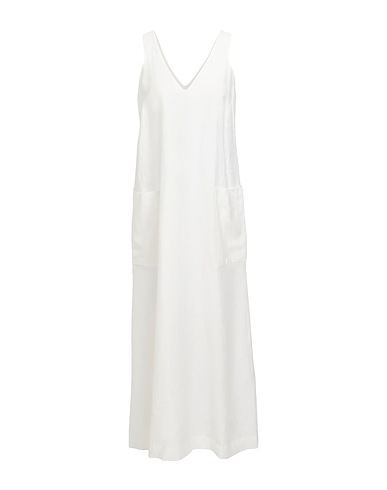 ALPHA STUDIO Midi-Kleid Weiß 60% Leinen, 30% Viskose, 10% Polyamid