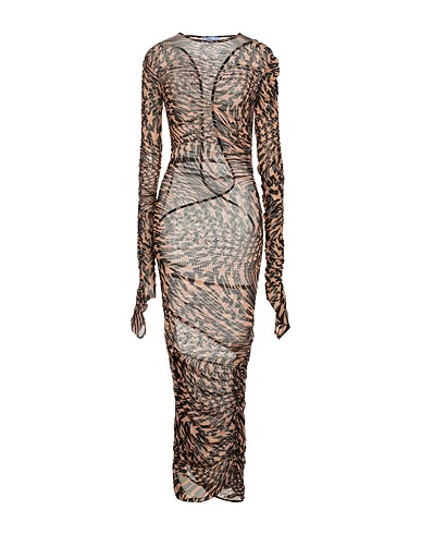 MUGLER Long dress Sand 94% Polyamide, 6% Elastane