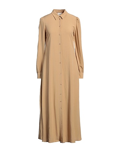 DIXIE Midi dress Beige 60% Viscose, 40% Linen