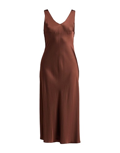 CROCHÈ Vestito midi Marrone 100% Viscosa