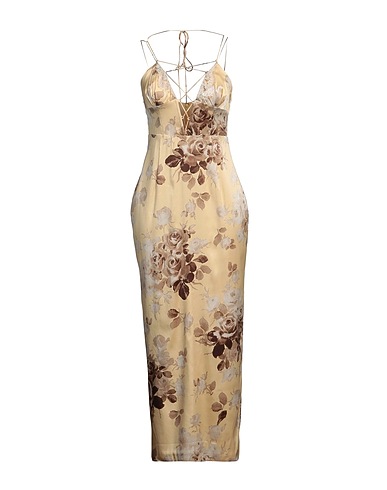 ALESSANDRA RICH Long dress Beige 93% Silk, 7% Elastane, Cotton, Polyamide