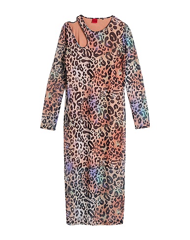 HUGO Midi dress Beige 94% Polyester, 6% Elastane