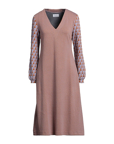 NIŪ Midi dress Tan 41% Viscose, 30% Polyester, 20% Cotton, 8% Polyamide, 1% Elastane