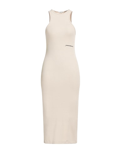 HINNOMINATE Midi dress Beige 97% Cotton, 3% Elastane