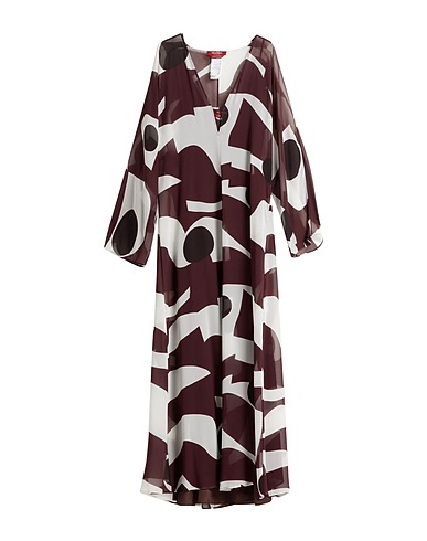 MAX MARA STUDIO Long dress Chocolate brown 85% Acetate, 10% Silk, 5% Polyamide