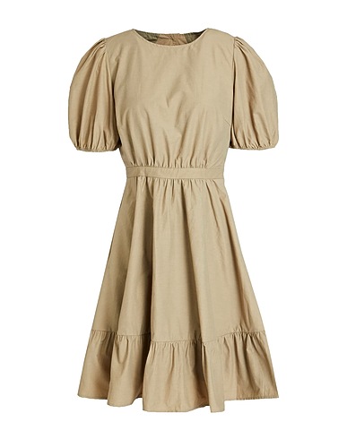 GESTUZ Short dress Khaki 57% Cotton, 43% Nylon