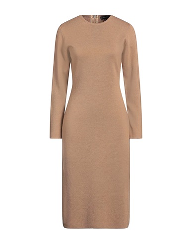 FABIANA FILIPPI Midi dress Camel 100% Merino Wool, Ecobrass