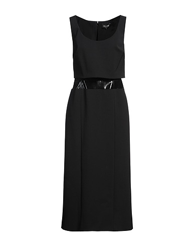 DEL CORE Vestito midi Nero 53% Poliestere, 43% Lana, 4% Elastan, Poliuretano, Acetato