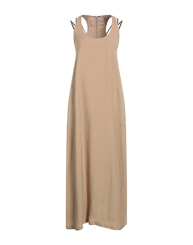 BRUNELLO CUCINELLI Long dress Sand 73% Viscose, 27% Linen, Brass