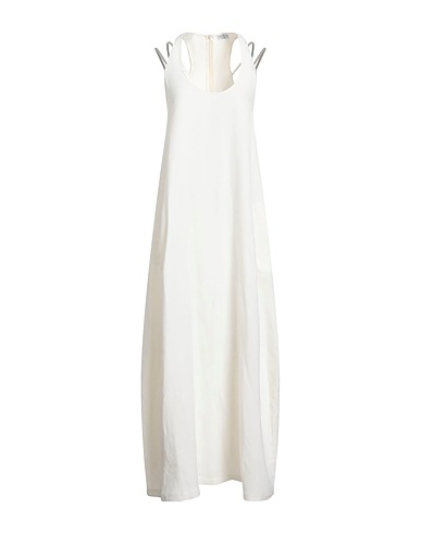 BRUNELLO CUCINELLI Langes Kleid Weiß 73% Viskose, 27% Leinen, Messing