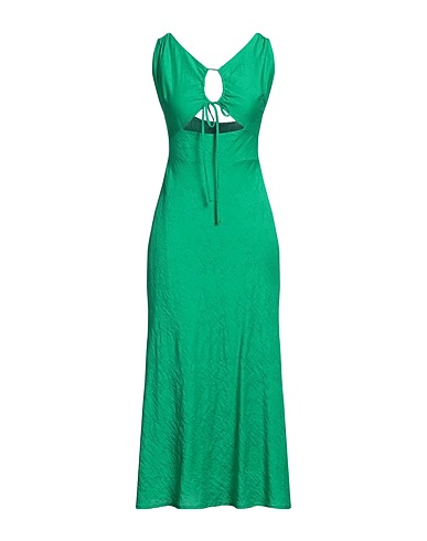 FRNCH Midi dress Green 74% Viscose, 20% Polyamide, 6% Linen