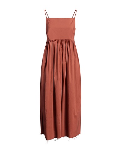 LIVIANA CONTI Midi dress Brown 68% Cotton, 28% Polyamide, 4% Elastane