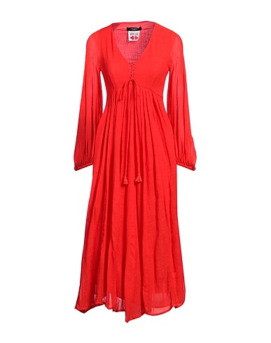 WEEKEND MAX MARA ひざ丈ワンピース レッド レーヨン 58% / リネン 42%