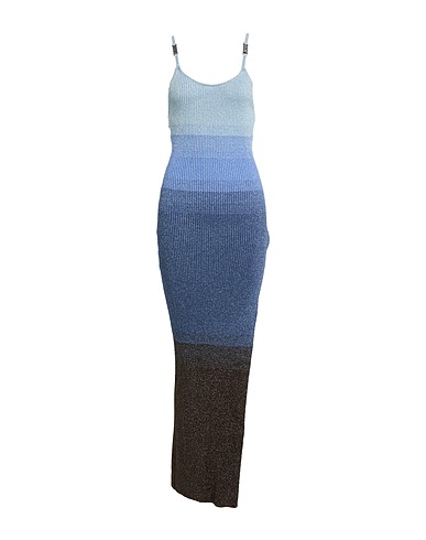 GCDS Long dress Pastel blue 70% Viscose, 15% Polyester, 15% Metallic fiber