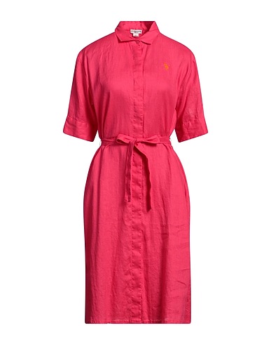U.S.POLO ASSN. Midi dress Fuchsia 100% Linen