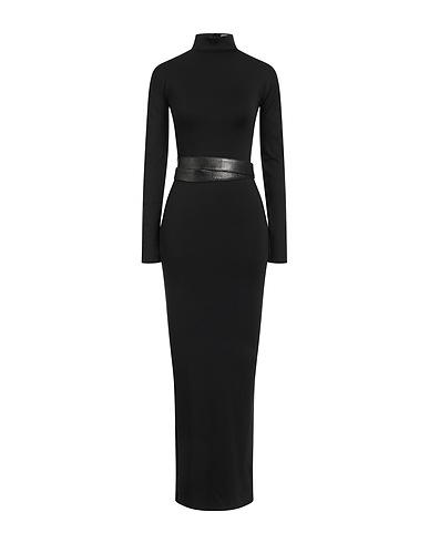 ALAÏA Long dress Black 74% Polyamide, 26% Elastane, Lambskin
