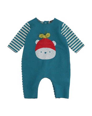 AVENTIQUATTRORE Baby jumpsuit  Deep teal 48% Polyester, 42% Cotton, 8% Acrylic, 2% Elastane
