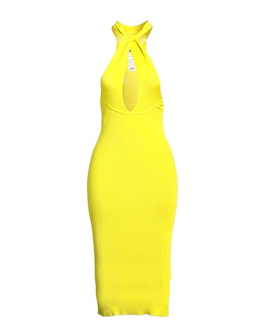SOLOTRE Midi dress Lime green 100% Polyester, Polyamide, Elastane