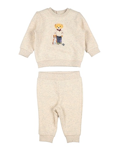 POLO RALPH LAUREN Baby co-ord  Polo Bear Fleece Sweatshirt & Pant Set
 Beige 70% Cotton, 30% Polyester, Elastane