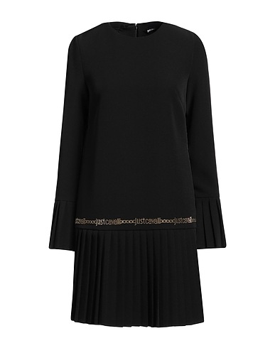 JUST CAVALLI Pleated dress Black 93% Polyester, 7% Elastane