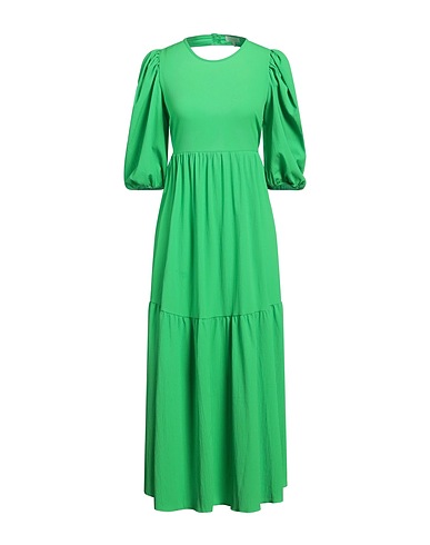 NOTES DU NORD Midi dress Green 99% Polyester, 1% Elastane