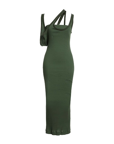 THE ATTICO Long dress Dark green 100% Cotton, Polyamide, Elastane