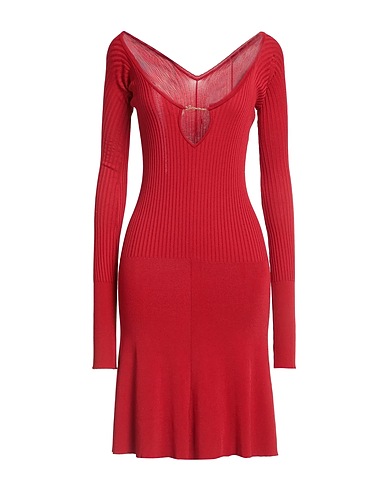 JACQUEMUS Short dress Brick red 94% Viscose, 6% Polyester