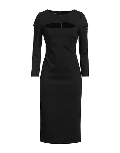 HANITA Midi dress Black 64% Viscose, 31% Nylon, 5% Elastane