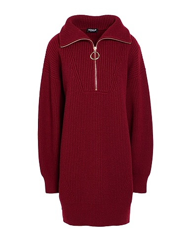 DONDUP Short dress BORDEAUX 100% Wool