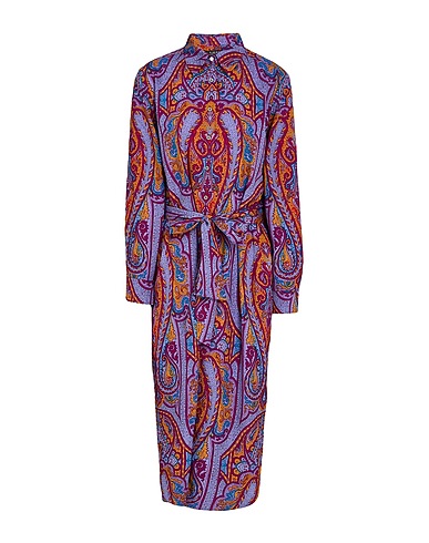 LAUREN RALPH LAUREN Midi dress Paisley Belted Crepe Shirtdress
 Mauve 100% Recycled polyester