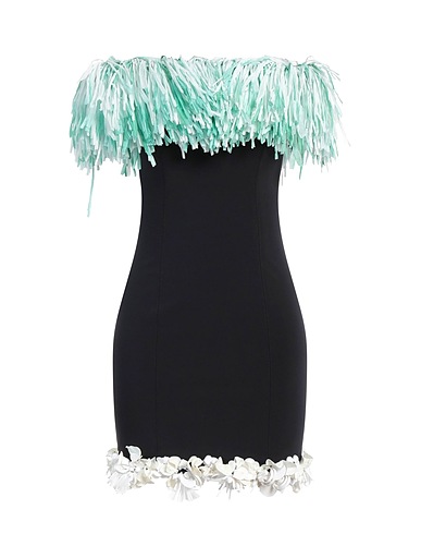 PUCCI Sheath dress Black 50% Natural raffia, 50% Silk, Polyamide, Elastane