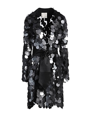 ROMEO GIGLI Full-length jacket Black 100% Silk, PVC - Polyvinyl chloride, Wool