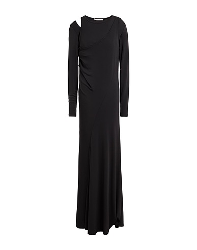 WOOD WOOD Long dress Black 96% Polyester, 4% Elastane