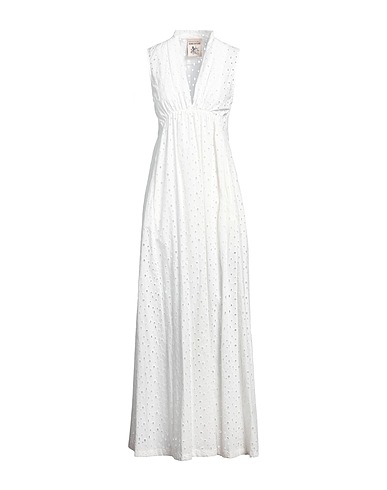 SEMICOUTURE Long dress White 96% Cotton, 4% Polyester