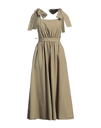 MSGM Long dress Khaki 98% Cotton, 2% Elastane