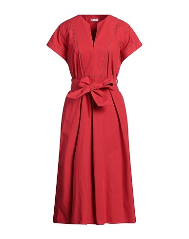 BRUNELLO CUCINELLI Midi dress Red 100% Cotton, Brass