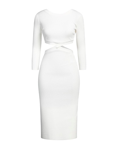 ELISABETTA FRANCHI Midi dress White 72% Viscose, 28% Polyester
